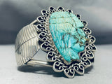 Hand Carved Chief Head Vintage Native American Navajo Turquoise Sterling Silver Bracelet-Nativo Arts