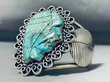 Hand Carved Chief Head Vintage Native American Navajo Turquoise Sterling Silver Bracelet-Nativo Arts