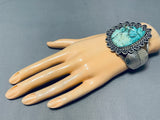 Hand Carved Chief Head Vintage Native American Navajo Turquoise Sterling Silver Bracelet-Nativo Arts