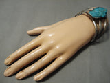 Hand Carved Indian Head Vintage Native American Navajo Turquoise Sterling Silver Bracelet-Nativo Arts