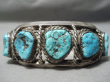 Hand Tooled Vintage Native American Navajo Spiderweb Turquoise Sterling Silver Bracelet Old-Nativo Arts