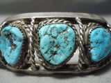Hand Tooled Vintage Native American Navajo Spiderweb Turquoise Sterling Silver Bracelet Old-Nativo Arts
