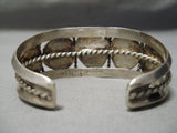 Hand Tooled Vintage Native American Navajo Spiderweb Turquoise Sterling Silver Bracelet Old-Nativo Arts