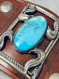 Hand Tooled Vintage Native American Navajo Turquoise Sterling Silver Ketoh Bracelet-Nativo Arts