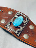 Hand Tooled Vintage Native American Navajo Turquoise Sterling Silver Ketoh Bracelet-Nativo Arts