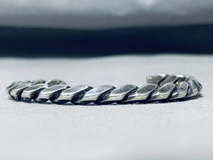 Hand Twisted Vintage Native American Navajo Sterling Silver Coiled Bracelet-Nativo Arts