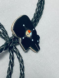 Harley Paquin Vintage Native American Zuni Jet Sterling Silver Bear Bolo Harley Paquin-Nativo Arts
