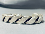 Heaviest Hand Woven Sterling Silver Vintage Native American Navajo Bracelet-Nativo Arts