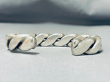 Heaviest Hand Woven Sterling Silver Vintage Native American Navajo Bracelet-Nativo Arts