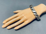 Heaviest Hand Woven Sterling Silver Vintage Native American Navajo Bracelet-Nativo Arts