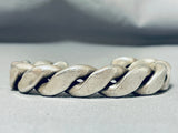 Heaviest Hand Woven Sterling Silver Vintage Native American Navajo Bracelet-Nativo Arts