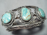 Heavy 100 Gram Vintage Native American Navajo Ithaca Peak Turquoise Sterling Silver Bracelet-Nativo Arts