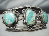 Heavy 100 Gram Vintage Native American Navajo Ithaca Peak Turquoise Sterling Silver Bracelet-Nativo Arts