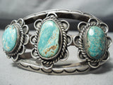 Heavy 100 Gram Vintage Native American Navajo Ithaca Peak Turquoise Sterling Silver Bracelet-Nativo Arts