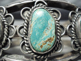 Heavy 100 Gram Vintage Native American Navajo Ithaca Peak Turquoise Sterling Silver Bracelet-Nativo Arts