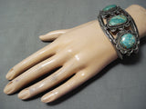 Heavy 100 Gram Vintage Native American Navajo Ithaca Peak Turquoise Sterling Silver Bracelet-Nativo Arts