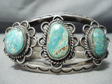 Heavy 100 Gram Vintage Native American Navajo Ithaca Peak Turquoise Sterling Silver Bracelet-Nativo Arts