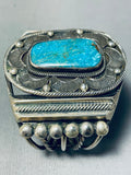 Heavy 126 Gram Vintage Native American Navajo Turquoise Sterling Silver Bracelet-Nativo Arts