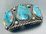 Heavy 127 Gram Vintage Native American Navajo Morenci Turquoise Sterling Silver Bracelet-Nativo Arts