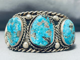 Heavy 127 Gram Vintage Native American Navajo Morenci Turquoise Sterling Silver Bracelet-Nativo Arts