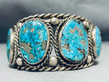 Heavy 127 Gram Vintage Native American Navajo Morenci Turquoise Sterling Silver Bracelet-Nativo Arts