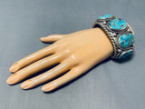 Heavy 127 Gram Vintage Native American Navajo Morenci Turquoise Sterling Silver Bracelet-Nativo Arts