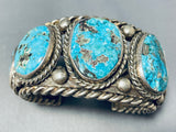 Heavy 127 Gram Vintage Native American Navajo Morenci Turquoise Sterling Silver Bracelet-Nativo Arts
