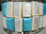 Heavy 82 Grams Vintage Native American Navajo Turquoise Sterling Silver Bracelet Old-Nativo Arts