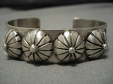 Heavy And Thick!! Native American Navajo Repoussed Button Sterling Silver Bracelet-Nativo Arts