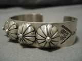 Heavy And Thick!! Native American Navajo Repoussed Button Sterling Silver Bracelet-Nativo Arts