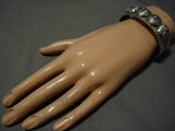Heavy And Thick!! Native American Navajo Repoussed Button Sterling Silver Bracelet-Nativo Arts