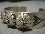 Heavy And Thick!! Native American Navajo Repoussed Button Sterling Silver Bracelet-Nativo Arts