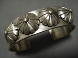 Heavy And Thick!! Native American Navajo Repoussed Button Sterling Silver Bracelet-Nativo Arts