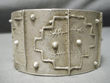 Heavy And Thick!! Native American Navajo Sterling Silver Geomtric Bracelet Wow-Nativo Arts
