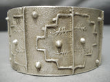 Heavy And Thick!! Native American Navajo Sterling Silver Geomtric Bracelet Wow-Nativo Arts
