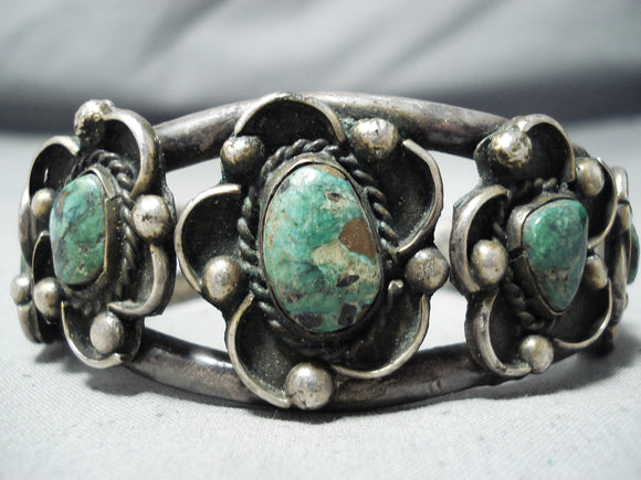 Heavy Authentic Vintage Native American Navajo Royston Turquoise Sterling Silver Bracelet-Nativo Arts
