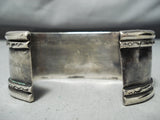 Heavy Authentic Vintage Native American Navajo Slanted Turquoise Sterling Silver Bracelet-Nativo Arts