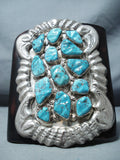 Heavy Big Vintage Native American Zuni Turquoise Sterling Silver Ketoh Bracelet-Nativo Arts