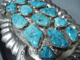 Heavy Big Vintage Native American Zuni Turquoise Sterling Silver Ketoh Bracelet-Nativo Arts
