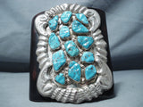 Heavy Big Vintage Native American Zuni Turquoise Sterling Silver Ketoh Bracelet-Nativo Arts