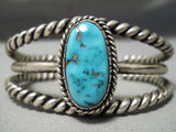 Heavy Coiled Thick Vintage Native American Navajo Turquoise Sterling Silver Bracelet Old-Nativo Arts