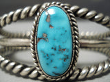 Heavy Coiled Thick Vintage Native American Navajo Turquoise Sterling Silver Bracelet Old-Nativo Arts