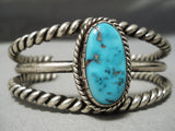 Heavy Coiled Thick Vintage Native American Navajo Turquoise Sterling Silver Bracelet Old-Nativo Arts