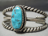 Heavy Coiled Thick Vintage Native American Navajo Turquoise Sterling Silver Bracelet Old-Nativo Arts