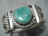 Heavy Coiled Vintage Native American Navajo Carico Lake Turquoise Sterling Silver Bracelet Old-Nativo Arts