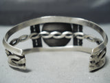 Heavy Coiled Vintage Native American Navajo Carico Lake Turquoise Sterling Silver Bracelet Old-Nativo Arts