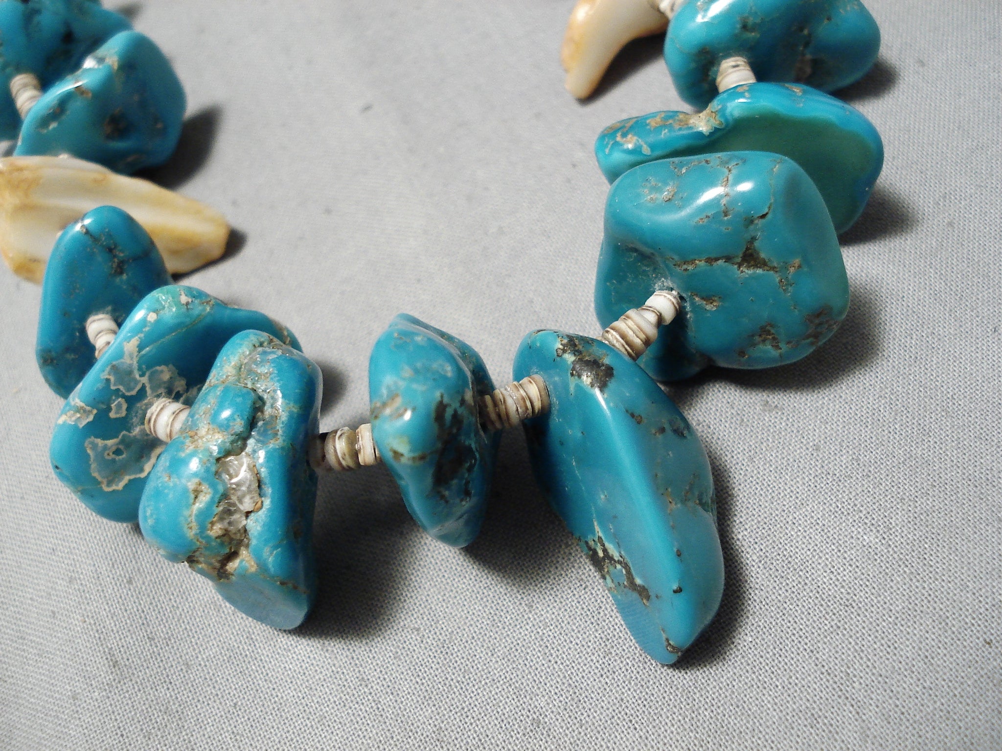 1980s Native American Navajo Made Two-Strand Fox Turquoise Nugget Necklace  at Kachina House