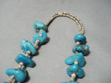 Heavy Crazy Chunky Vintage Native American Navajo Turquoise Heishi Necklace Old-Nativo Arts