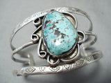 Heavy Earlier Vintage Native American Navajo #8 Turquoise Sterling Silver Bracelet-Nativo Arts