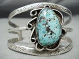 Heavy Earlier Vintage Native American Navajo #8 Turquoise Sterling Silver Bracelet-Nativo Arts